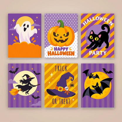 Paint by Numbers – 6 Mini Paintings | Halloween Party Stripes Set