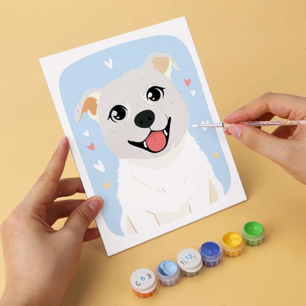 
Paint by Numbers – 6 Mini Paintings | Happy Puppy Portraits
