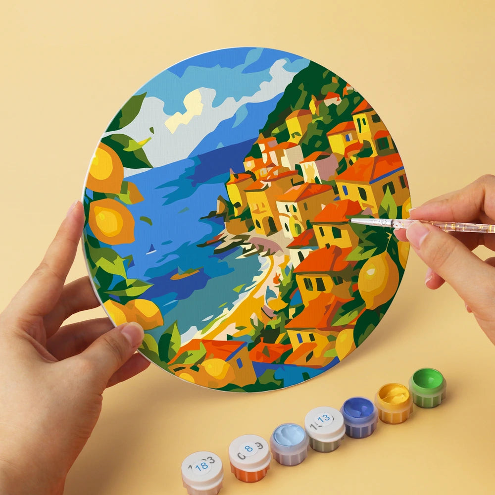 
Paint by Numbers – 6 Mini Paintings | Italian Citrus Summer (Round)