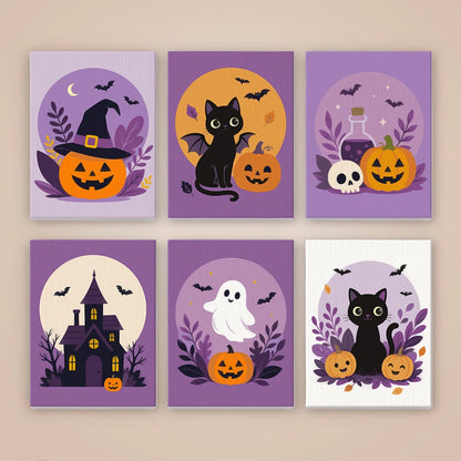 Paint by Numbers – 6 Mini Paintings | Lavender Moon Halloween Set