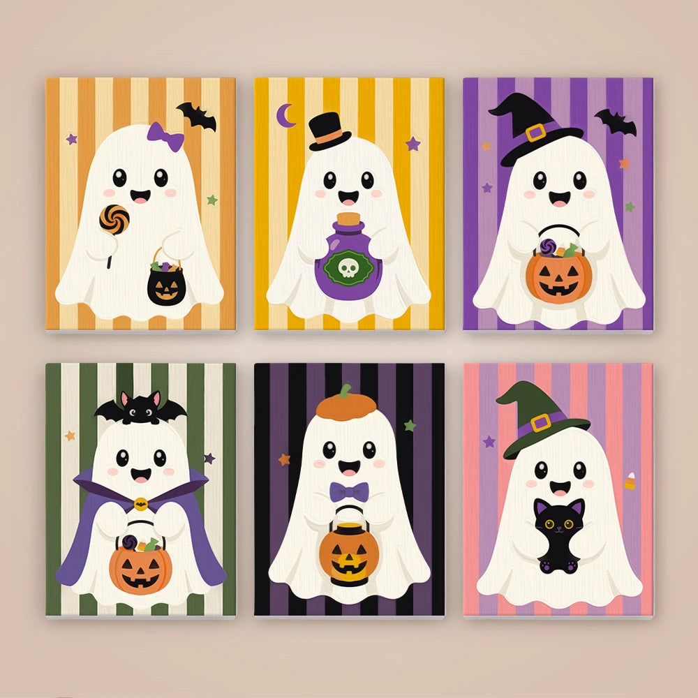 Paint by Numbers – 6 Mini Paintings | Little Costumed Ghosts Set
