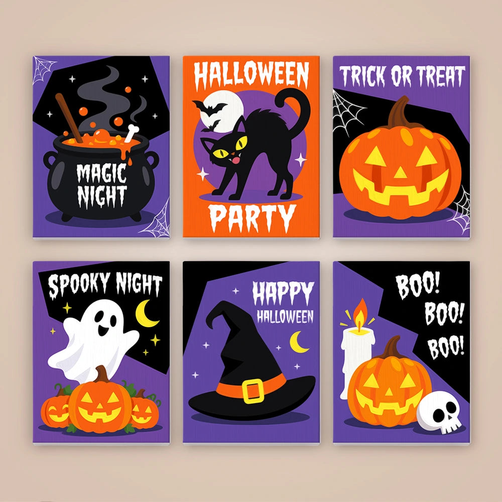 Paint by Numbers – 6 Mini Paintings | Magic Night Halloween Party Set