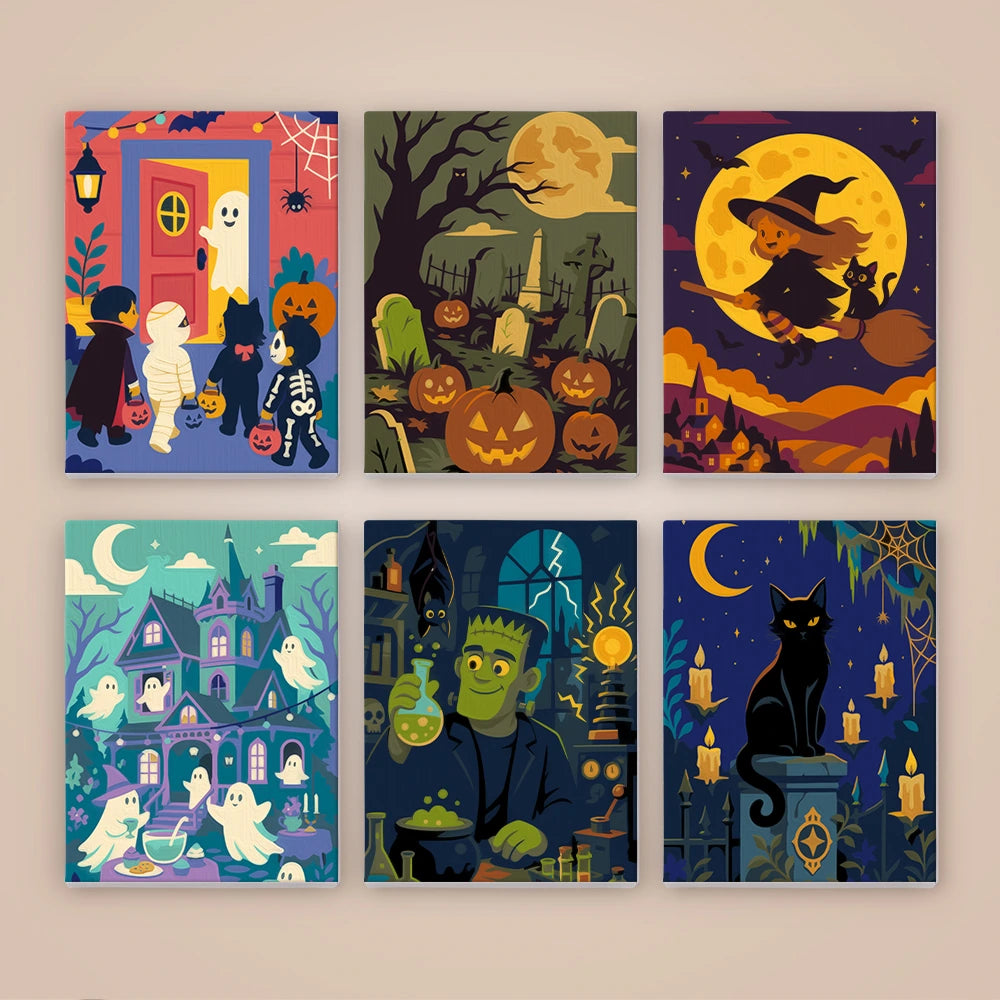 Paint by Numbers – 6 Mini Paintings | Monster Mansion Night Set