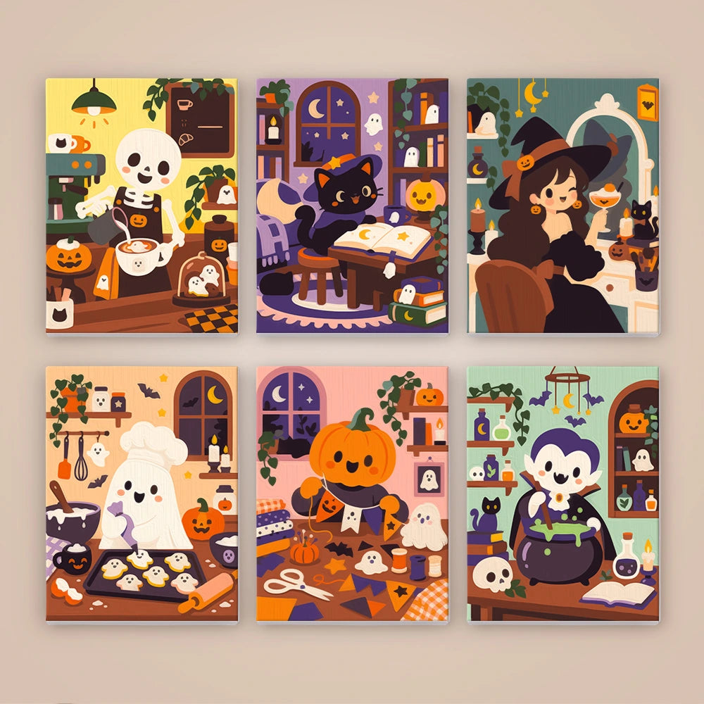 Paint by Numbers – 6 Mini Paintings | Monsters in the Kitchen Set