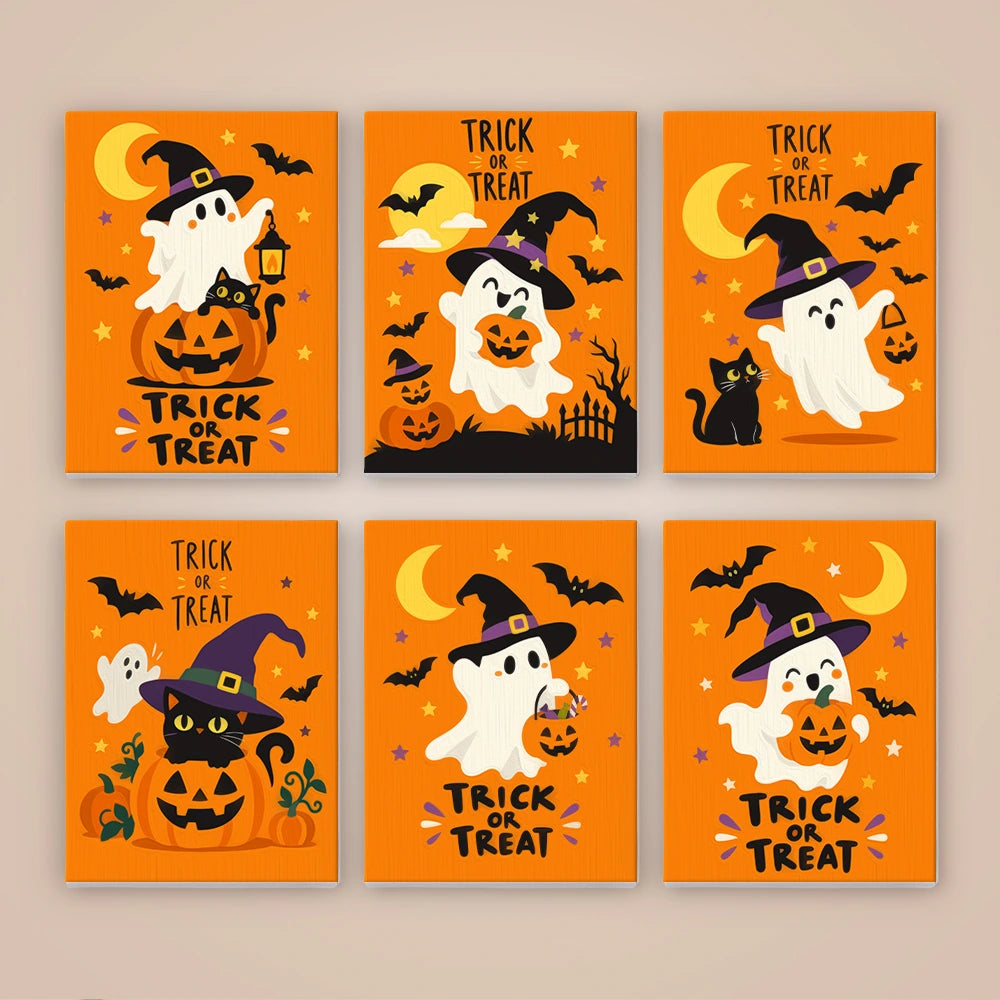 Paint by Numbers – 6 Mini Paintings | Orange Trick or Treat Ghosts Set