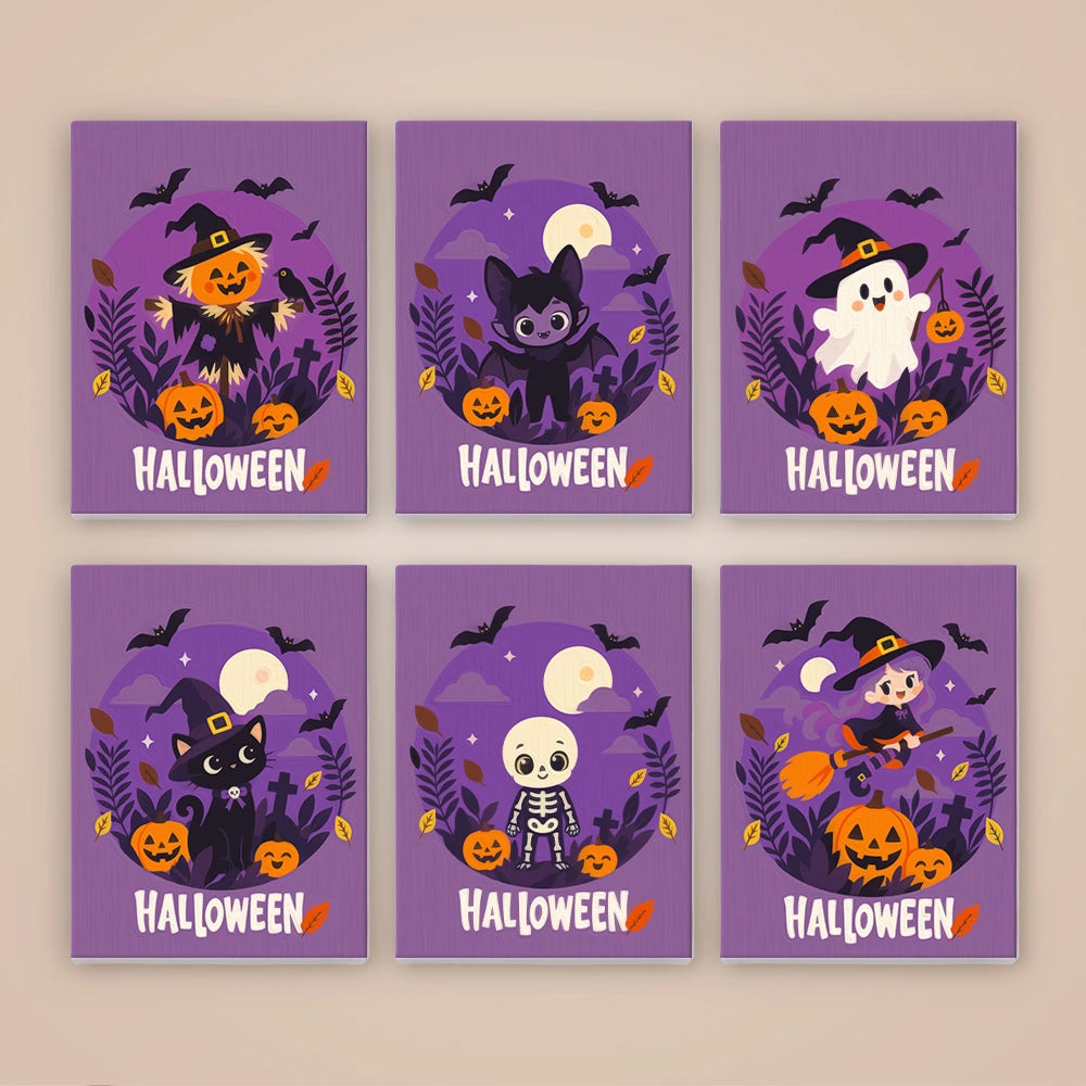 Paint by Numbers – 6 Mini Paintings | Purple Halloween Lettering Set