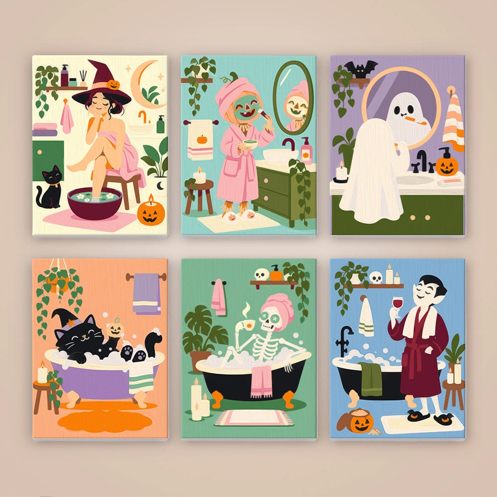 Paint by Numbers – 6 Mini Paintings | Spooky Spa Day Set