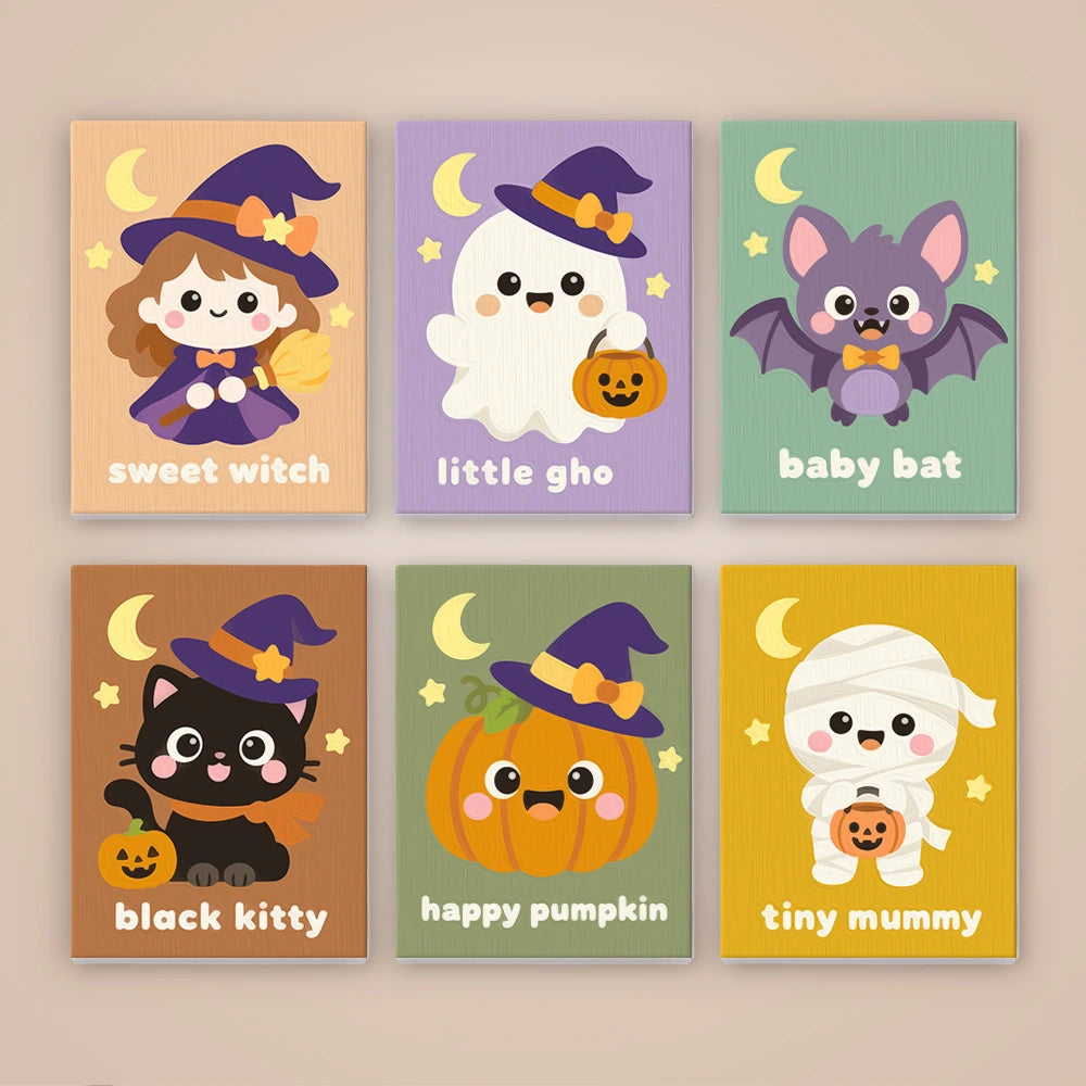
Paint by Numbers – 6 Mini Paintings | Sweet Witch and Baby Bat Set