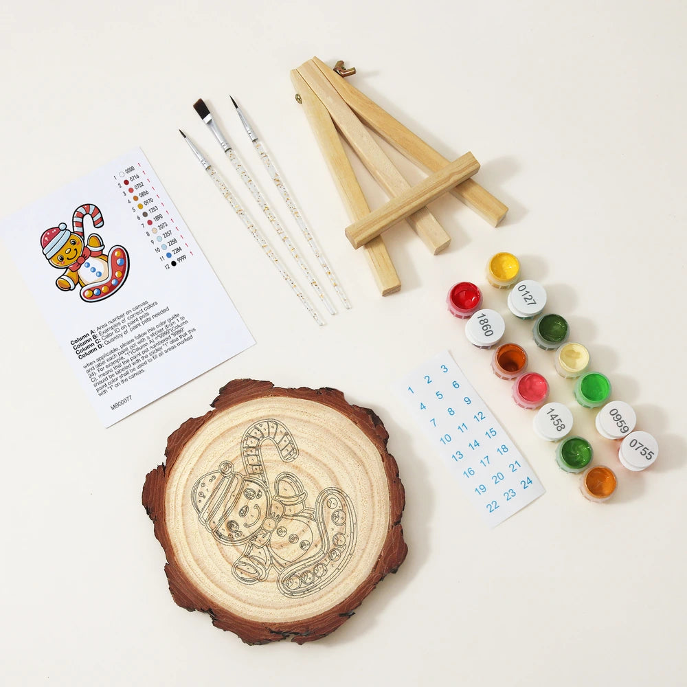 
Paint by Numbers - Wood Slice | Dotted Gingerbread Cookie