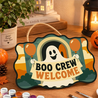 Paint by Numbers - Wooden Door Hanger | Boo Crew Welcome