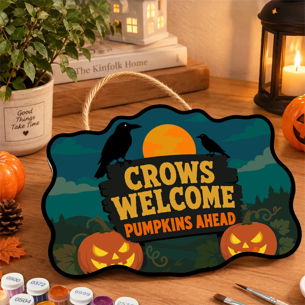 Paint by Numbers - Wooden Door Hanger | Crows Welcome