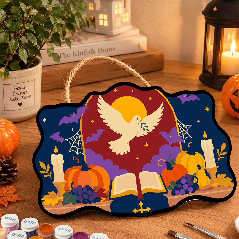 Paint by Numbers - Wooden Door Hanger | Dove Over the Harvest Bible