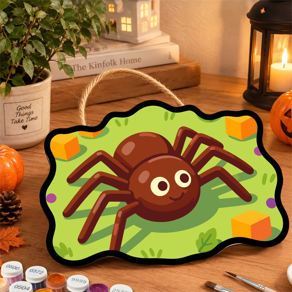 Paint by Numbers - Wooden Door Hanger | Friendly Spider with Candy