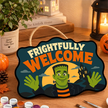 Paint by Numbers - Wooden Door Hanger | Frightfully Welcome