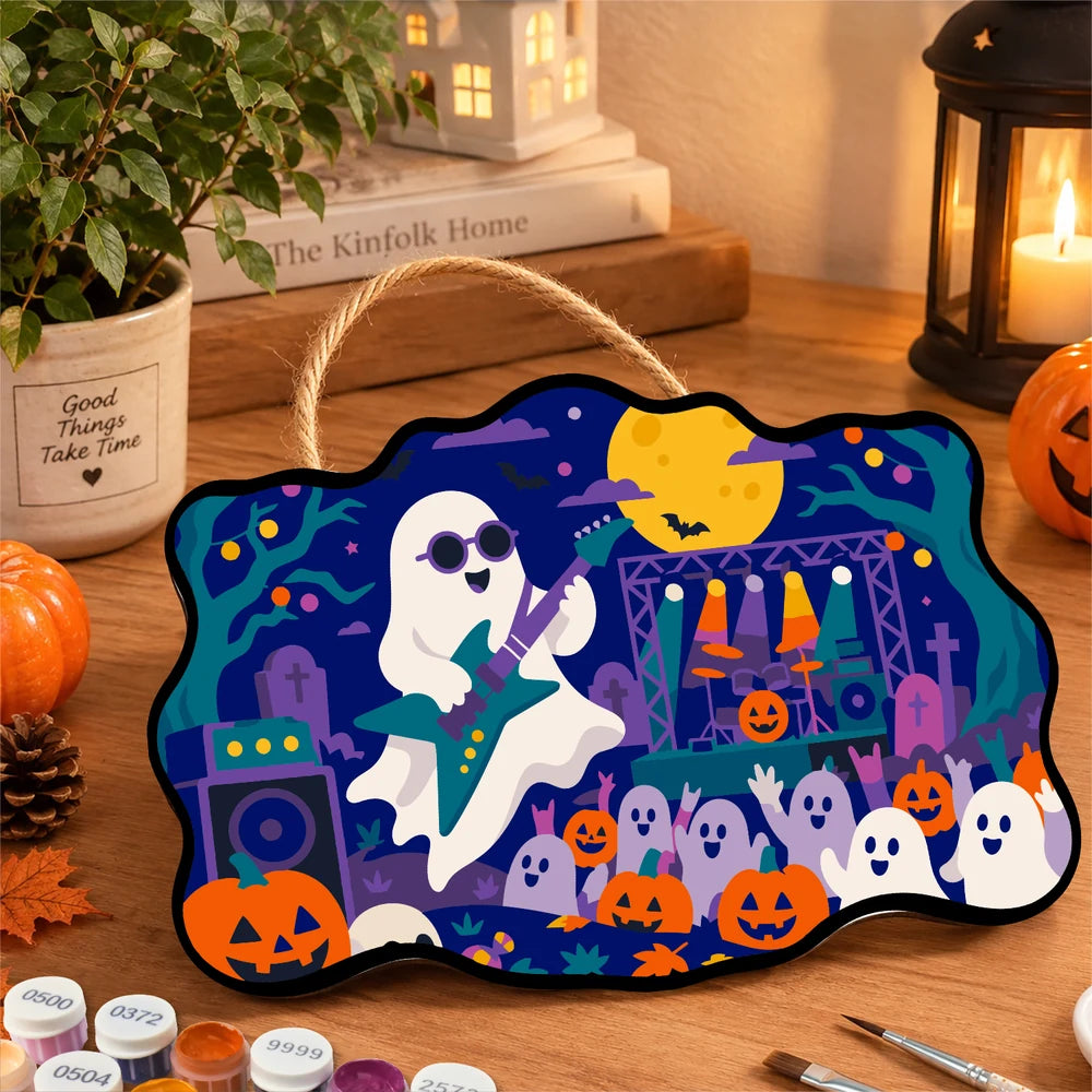 Paint by Numbers - Wooden Door Hanger | Ghost Rock Star on Stage