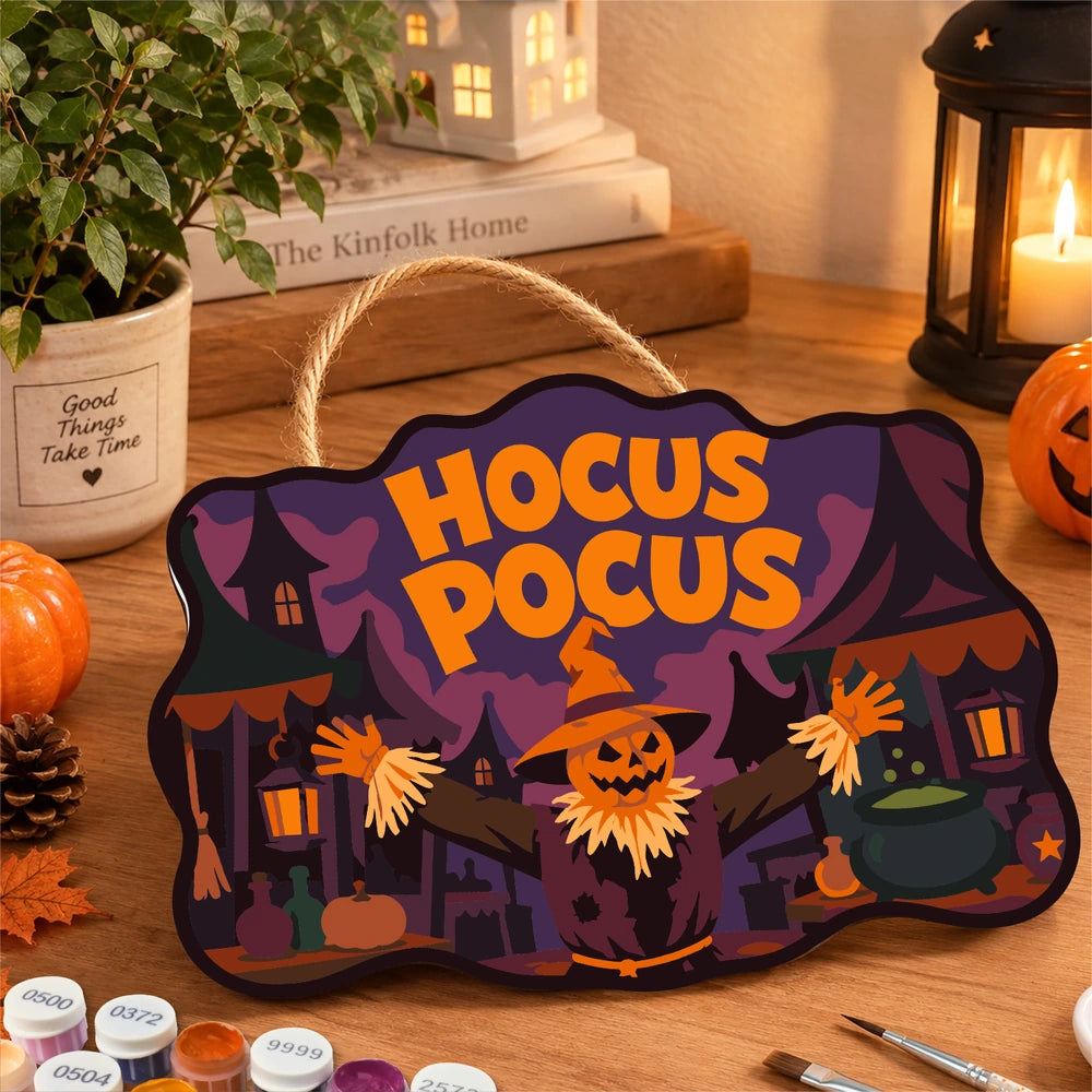 Paint by Numbers - Wooden Door Hanger | Hocus Pocus Haunted House