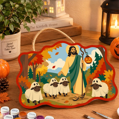 Paint by Numbers - Wooden Door Hanger | Jesus the Shepherd with a Lantern