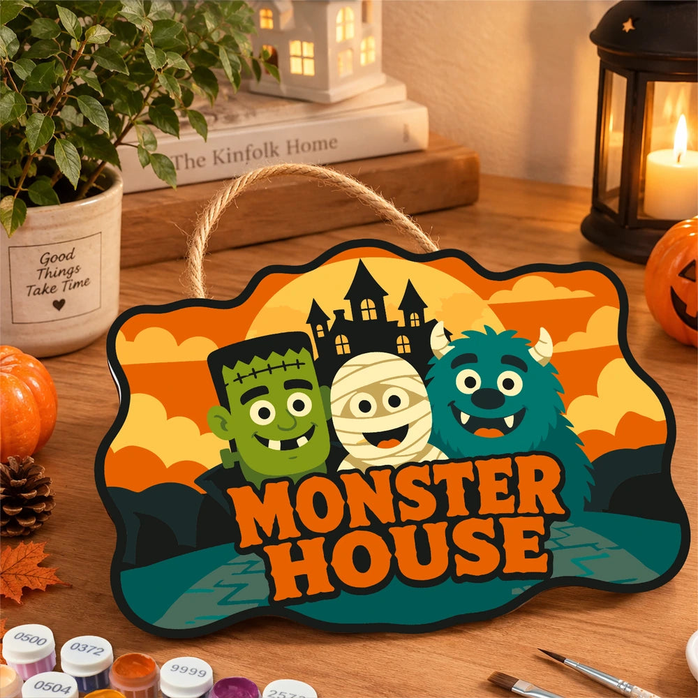 
Paint by Numbers - Wooden Door Hanger | Monster House