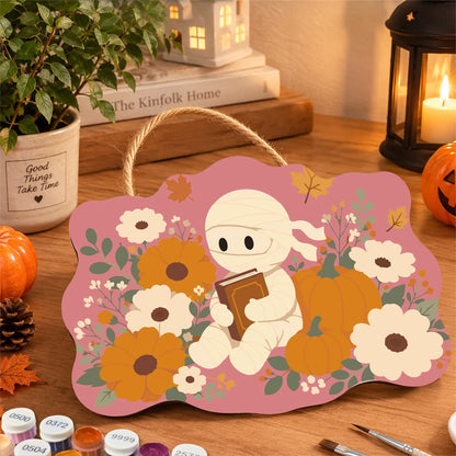 Paint by Numbers - Wooden Door Hanger | Mummy Reading Among Flowers