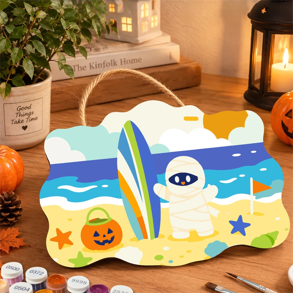 
Paint by Numbers - Wooden Door Hanger | Mummy at the Beach
