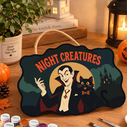 Paint by Numbers - Wooden Door Hanger | Night Creatures
