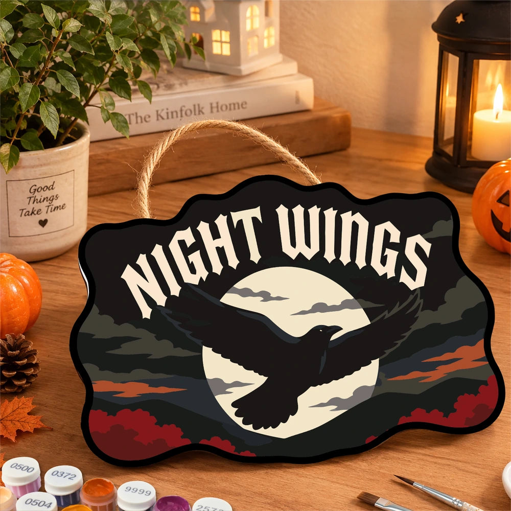 Paint by Numbers - Wooden Door Hanger | Night Wings