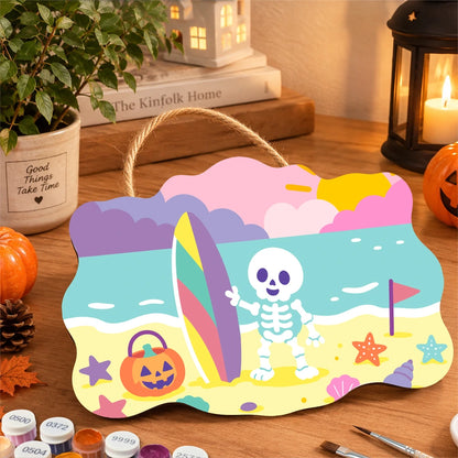 Paint by Numbers - Wooden Door Hanger | Skeleton at the Beach