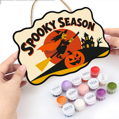 Paint by Numbers - Wooden Door Hanger | Spooky Season Witch