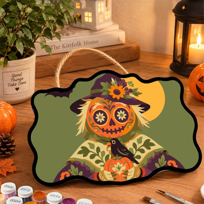 Paint by Numbers - Wooden Door Hanger | Sugar Skull Scarecrow