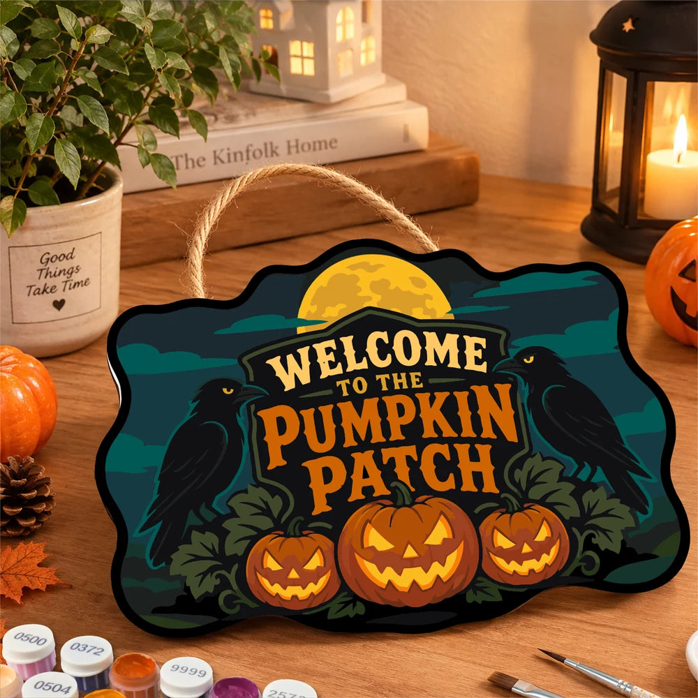 Paint by Numbers - Wooden Door Hanger | Welcome to the Pumpkin Patch Crows