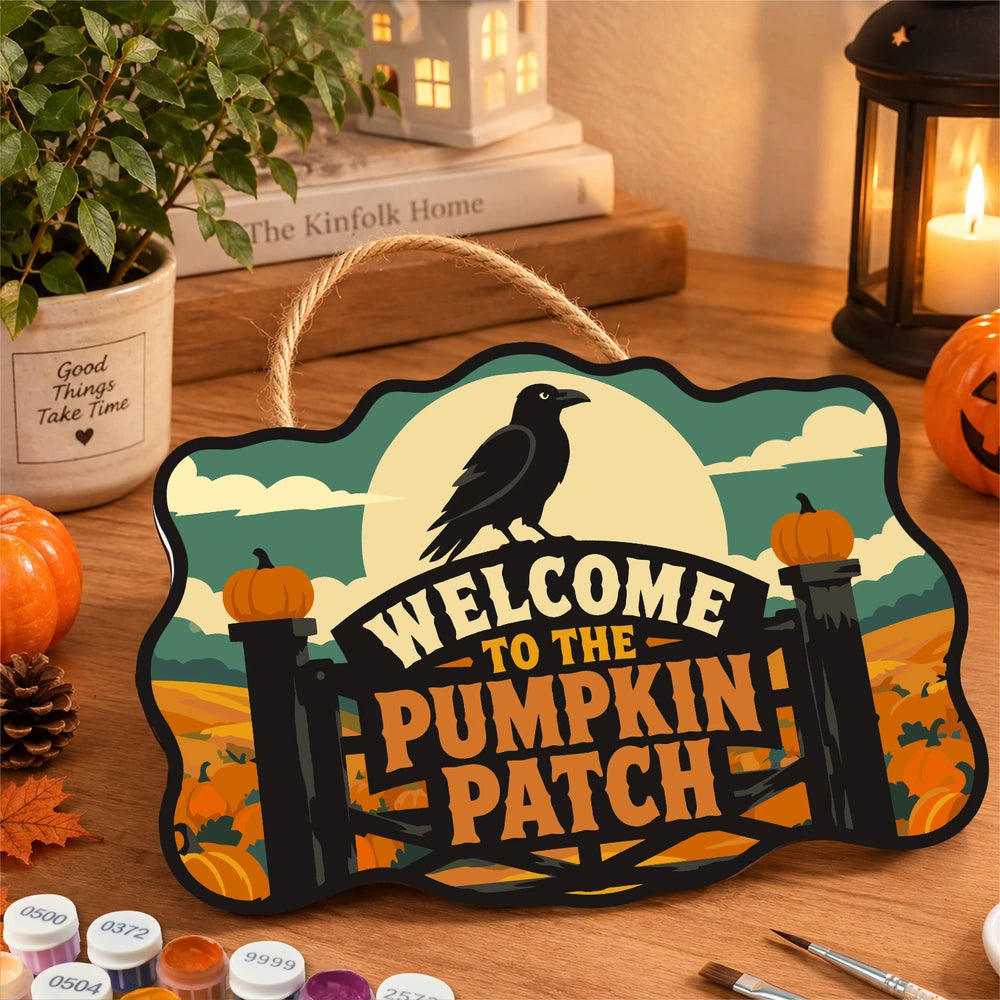 Paint by Numbers - Wooden Door Hanger | Welcome to the Pumpkin Patch Gate