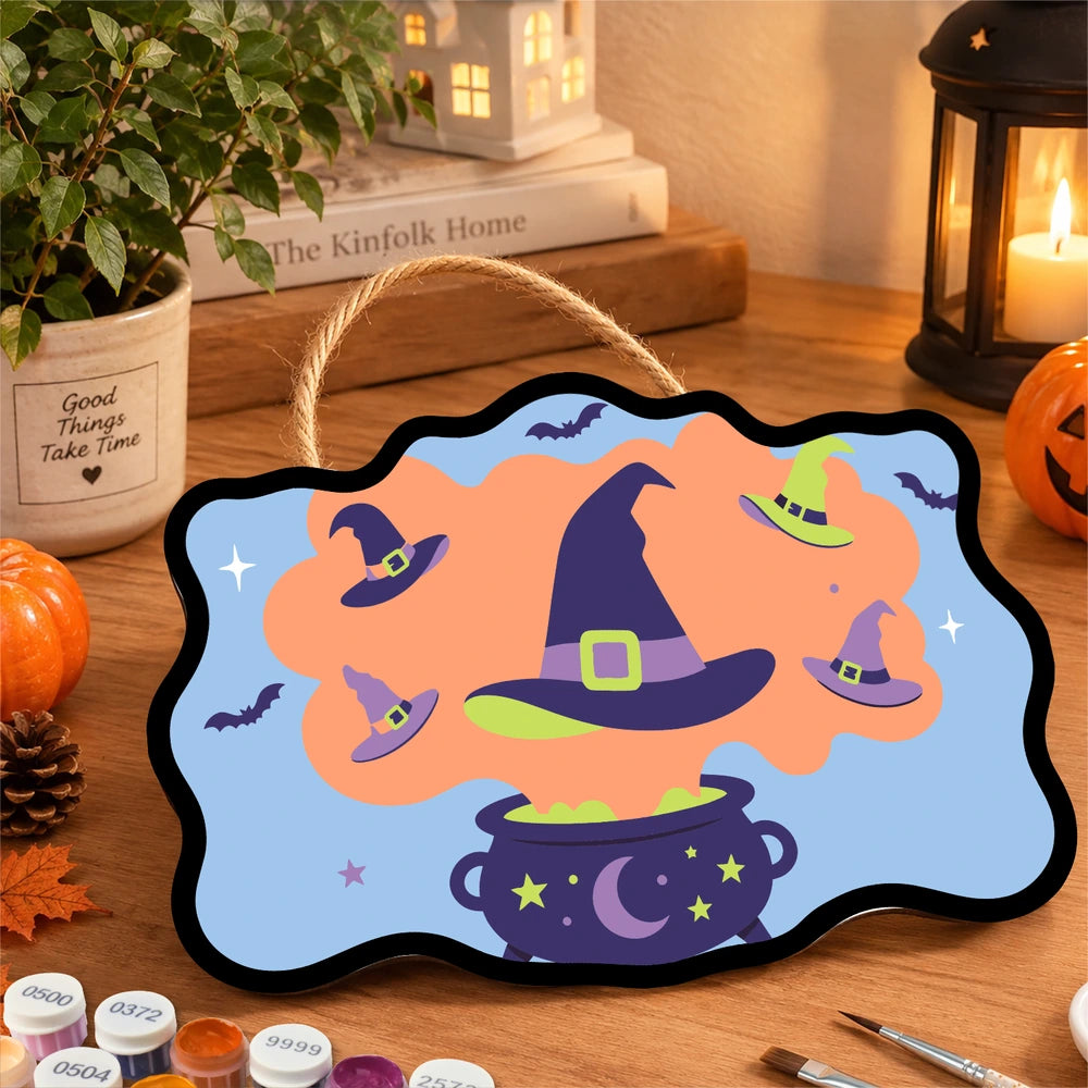 
Paint by Numbers - Wooden Door Hanger | Witch Hats from the Cauldron