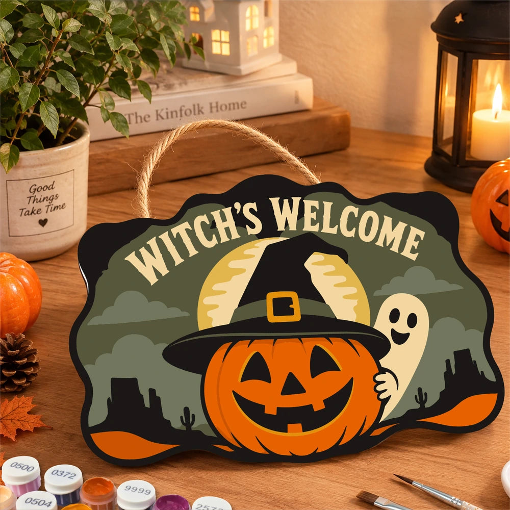 Paint by Numbers - Wooden Door Hanger | Witch's Welcome
