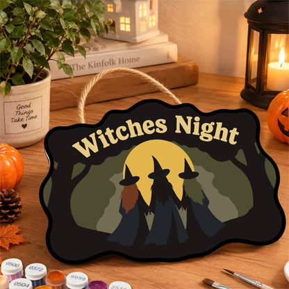 Paint by Numbers - Wooden Door Hanger | Witches Night