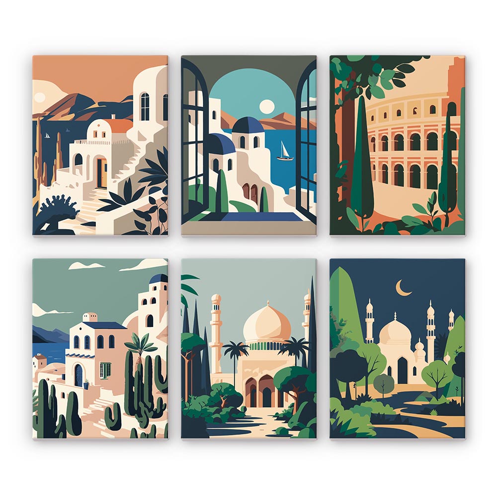 
Paint by Numbers – 6 Mini Paintings | World Architecture Set
