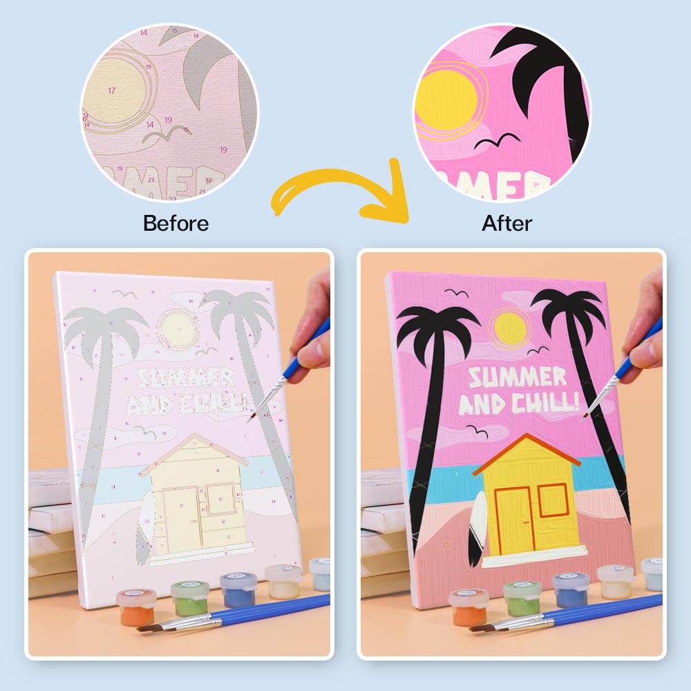 Paint by Numbers – 6 Mini Paintings | Retro Summer Holiday Set