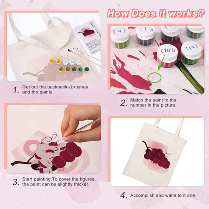 Paint by Numbers - DIY Totebag | Cherries