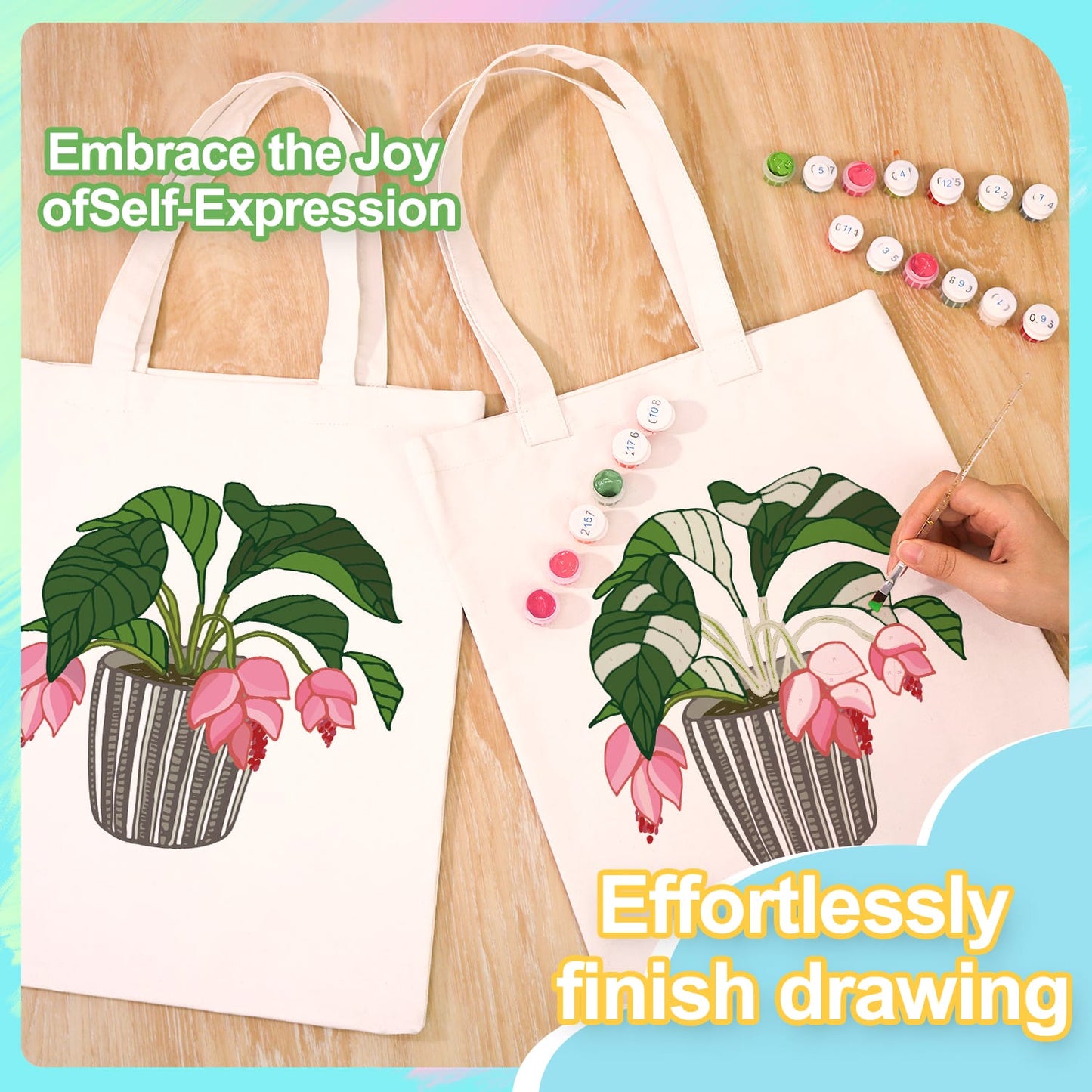 Paint by Numbers – DIY Totebag | Pink Bellflower