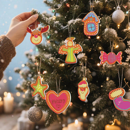 Paint by Numbers – 8 Christmas Ornaments – Colorful Reindeer, Santa & Festive Shapes Set