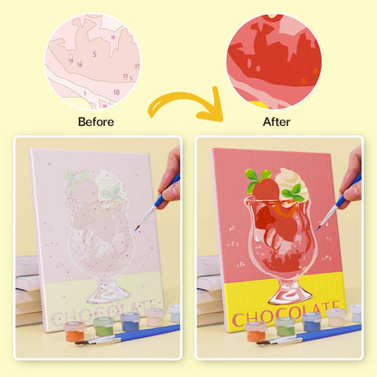 Paint by Numbers – 6 Mini Paintings | Retro Ice Cream & Drinks Set