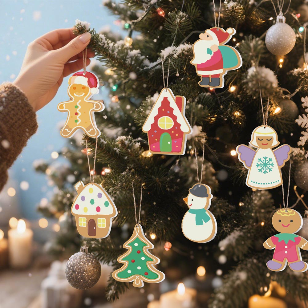 Paint by Numbers – 8 Christmas Ornaments – Gingerbread Village & Holiday Figures Set