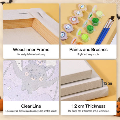 Paint by Numbers – 6 Mini Paintings | Autumn Leaves Halloween Pets Set