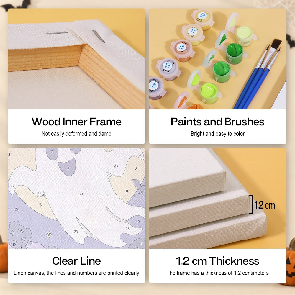 Paint by Numbers – 6 Mini Paintings | Boo and Sweet Frights Lettering Set