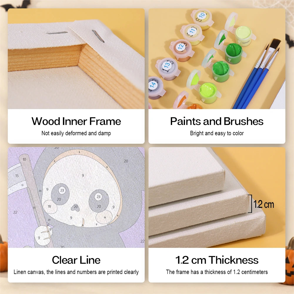 Paint by Numbers – 6 Mini Paintings | Chibi Halloween Costumes Set