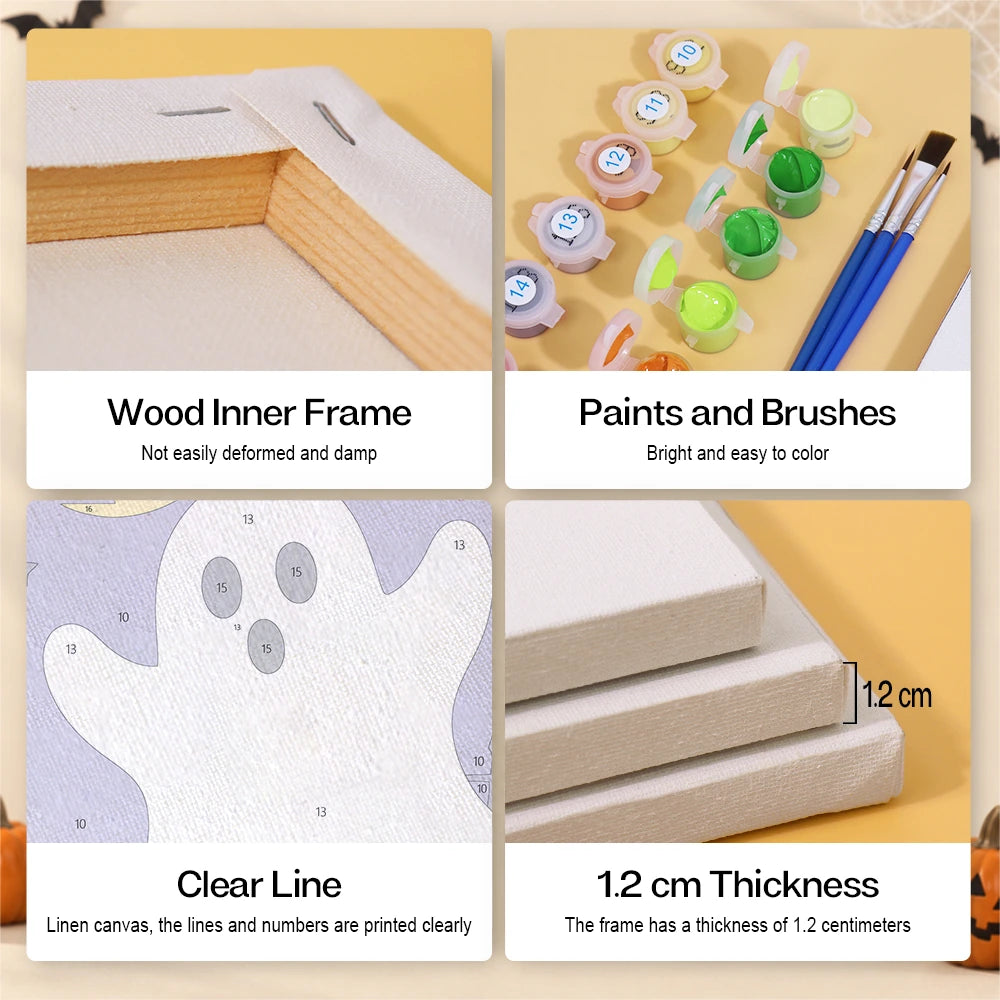Paint by Numbers – 6 Mini Paintings | Classic Halloween Icons Set