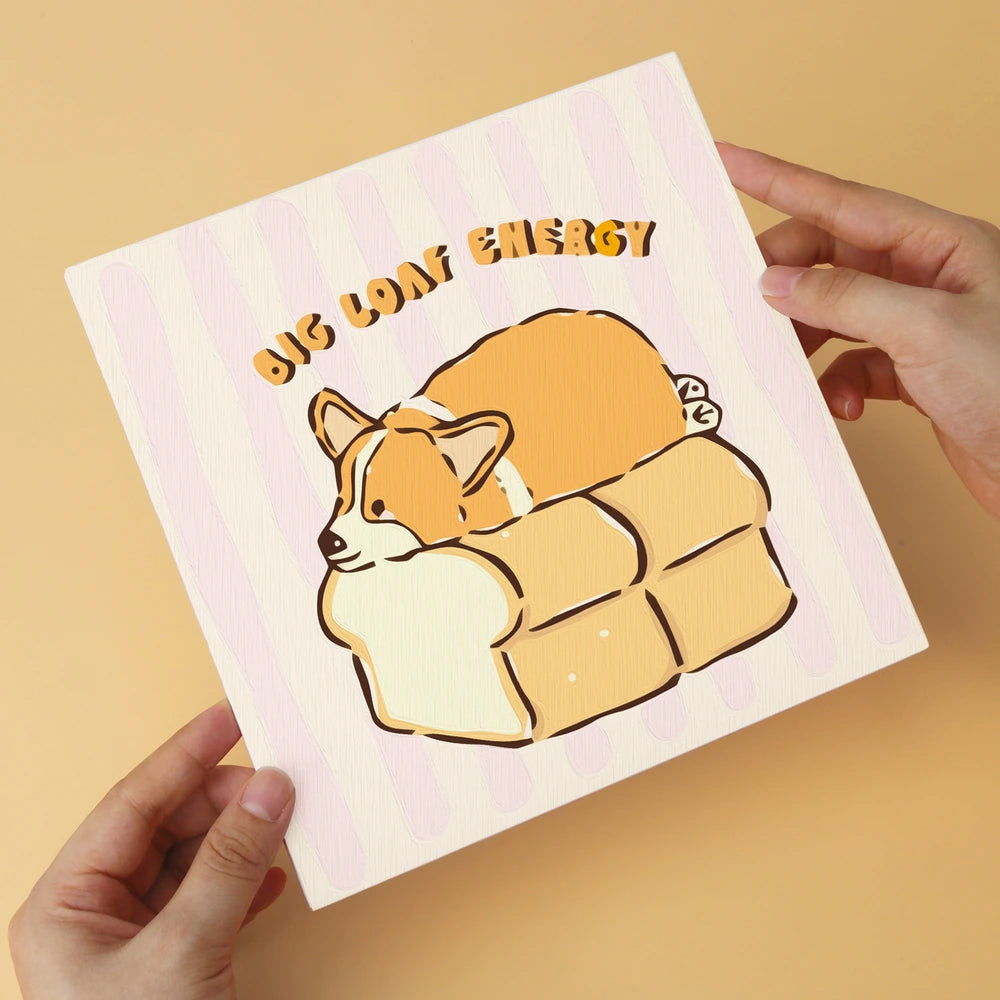 Paint by Numbers – 6 Mini Paintings | Corgi Bread Bakery (Square)