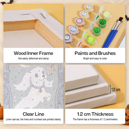 Paint by Numbers – 6 Mini Paintings | Gothic Arch Halloween Portraits Set