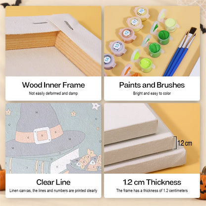 Paint by Numbers – 6 Mini Paintings | Green Arch Halloween Scenes Set