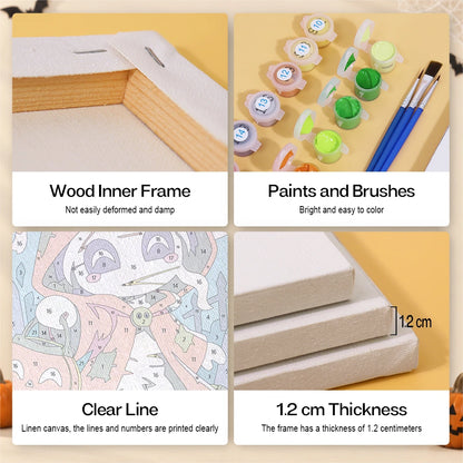 Paint by Numbers – 6 Mini Paintings | Halloween Circus Characters Set