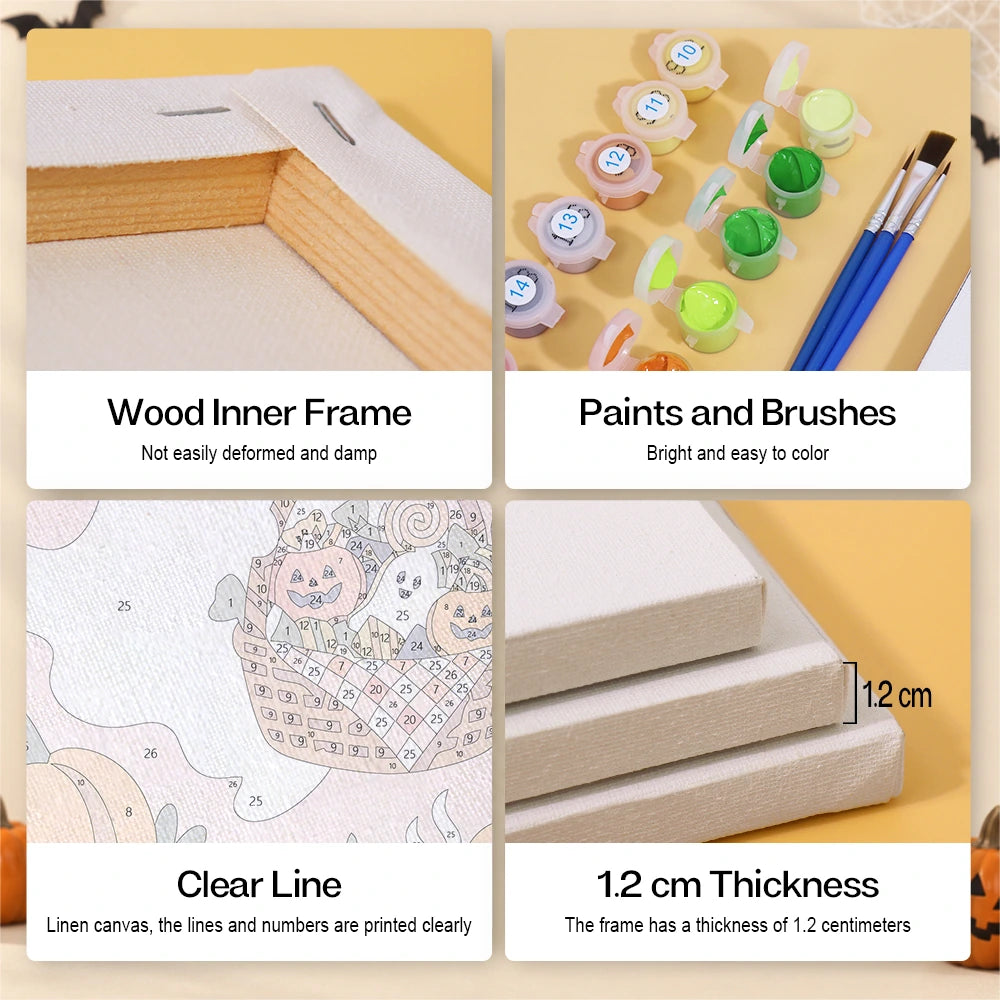 
Paint by Numbers – 6 Mini Paintings | Halloween Picnic in the Park Set